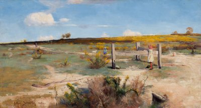 Vroege zomer - brem in bloei door Arthur Streeton